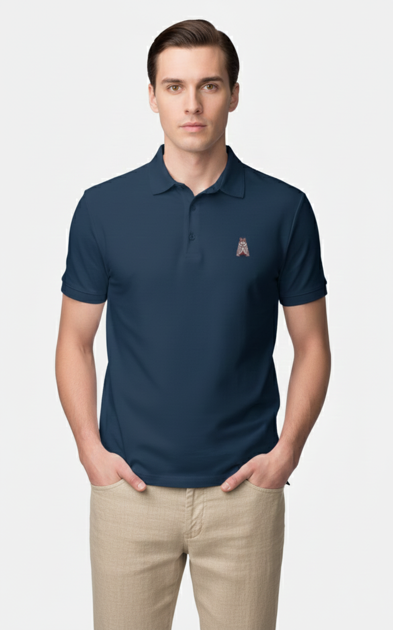 POLO PREMIUM 100% ALGODÓN ECOLÓGICO "NAVY WOLF"